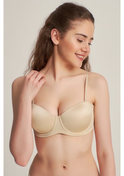 Kadın 7101315 Desteksiz Klasik Straplez Sütyen Ten