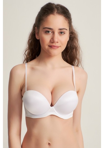 Kadın 7101316 Desteksiz Straplez Basic Bra Sütyen Beyaz