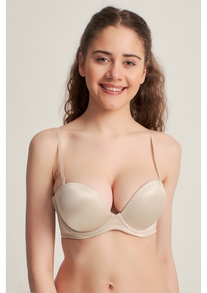 Kadın 7101316 Desteksiz Straplez Basic Bra Sütyen Cappucino