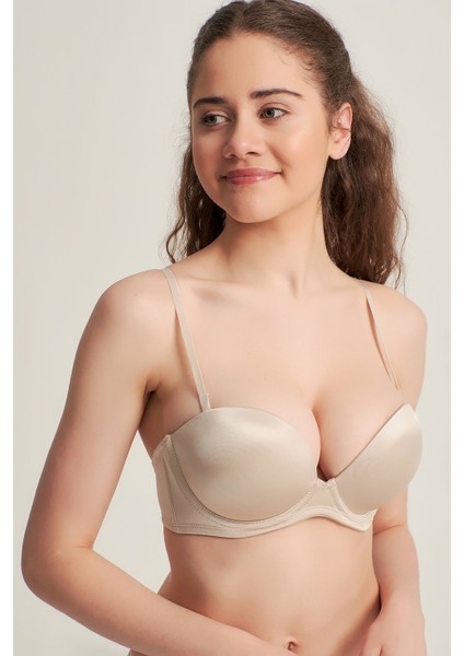 Kadın 7101316 Desteksiz Straplez Basic Bra Sütyen Cappucino