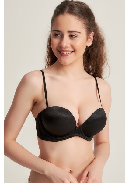 Kadın 7101316 Desteksiz Straplez Basic Bra Sütyen Siyah