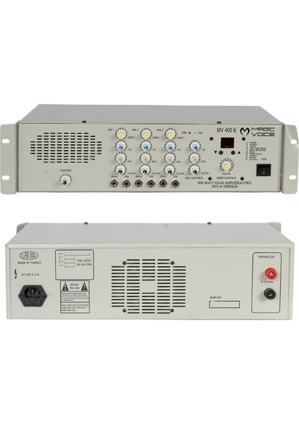 MV-400EF 400 Watt 3 Mikrofon Girişli Trafosuz Anfi