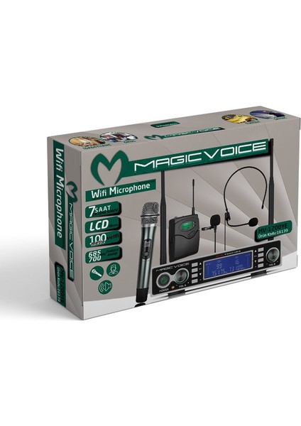MV-1200YE Çift Tunerli Kablosuz 1 El-1 Yaka Telsiz Uhf Mikrofon