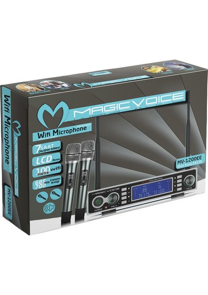 MV-1200EE Çift Tunerli Kablosuz 2 El Telsiz Uhf Mikrofon