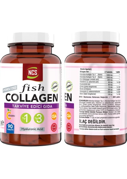 Balık Kollajen Type 1-3 Cla Biotin Çinko Collagen Hyaluronic Acid 90 Tablet & Nevfix Vitamin D3 Sıvı Sprey fiyatları