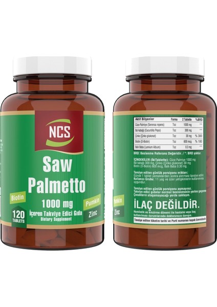 Biotin Zinc Complex Saw Palmetto 1000 Mg Pumpkin 120 Tablet & Nevfix Vitamin D3 Sıvı Sprey