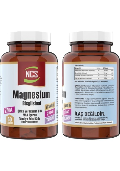 Magnesium Bisglisinat Zma Folic Acid Vitamin B 6 60 Tablet Çinko & Nevfix Vitamin D3 Sıvı Sprey fiyatları