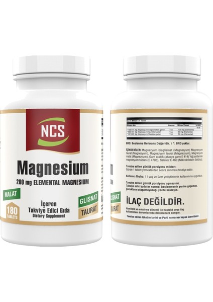 Magnesium Malat Taurat Glisinat Element Formül 180 Tablet & Nevfix Vitamin D3 Sıvı Sprey