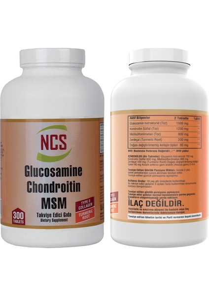 Glucosamine Chondroitin Msm Type Iı Collagen Turmeric 300 Tablet & Nevfix Vitamin D3 Sıvı Sprey