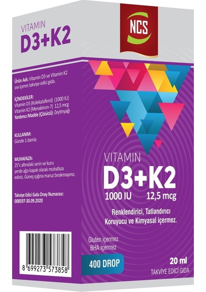 Omega 3 Limon Aromalı Balık Yağı 1000MG 60 Softgel & Ncs Vitamin D3 + K2 Damla 20 ml
