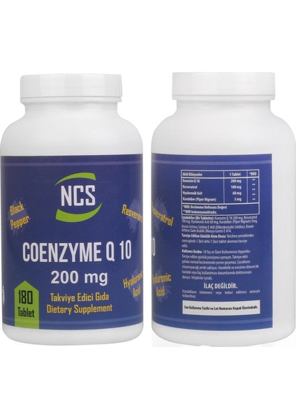Coenzyme Q-10 200 Mg Resveratrol Hyaluronic Acid Koenzim 180 Tablet & Vitamin D3 + K2 Damla 20 ml