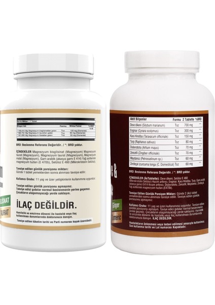 Zerdeçal Karahindiba Zencefil Maydanoz Deve Dikeni Enginar & Magnesium Malat Taurat Glisinat Element Formül