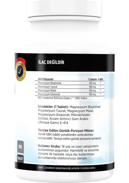 Magnezyum Magnesium Elementleri Complex 400 Mg 90 Tablet & Nevfix Vitamin D3 Sıvı Sprey