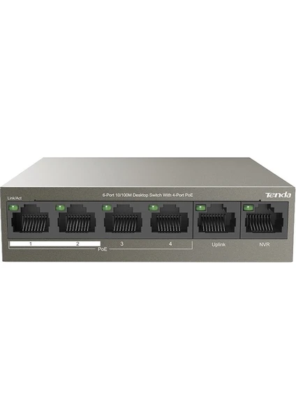 6port 63W 4port Poe TEF1106P-4-63W 10/100 Yönetilemez Switch Masaüstü