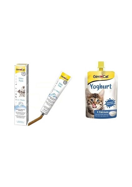 Kitten Paste Calsium Yavru Kediler Için Vitamin Macunu 50 gr + Gimcat Yoğurt 150 Gr.