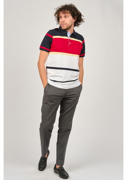 Erkek Polo Yaka Blok Desenli T-Shirt 0249821 Lacivert fiyatları