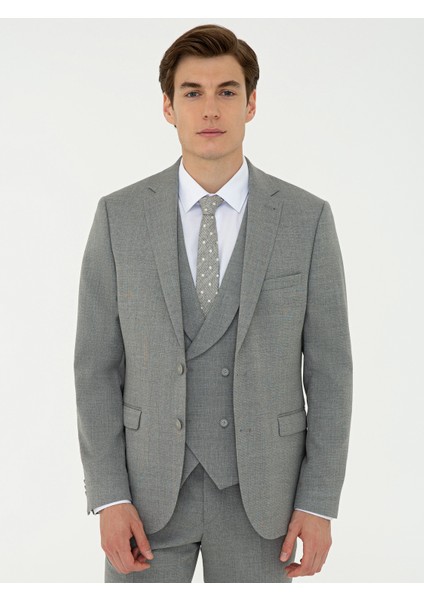 Gri Slim Fit Ceket