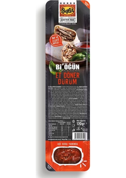 Bi'öğün Et Döner Dürüm 170 gr