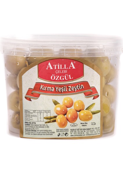 Atilla Çelebi Özgül Yasin Gurme Açö Kırma Yeşil Zeytin 500 gr