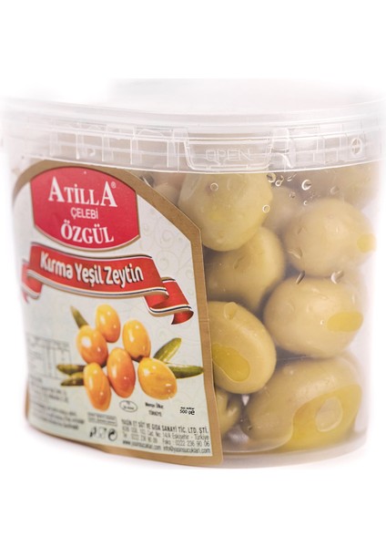 Atilla Çelebi Özgül Yasin Gurme Açö Kırma Yeşil Zeytin 500 gr