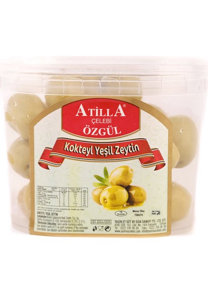 Yasin Gurme Açö Kokteyl Yeşil Zeytin 500 gr