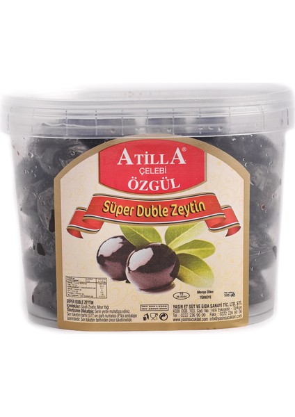 Atilla Çelebi Özgül Yasin Gurme Açö Süper Duble Siyah Zeytin 500 gr