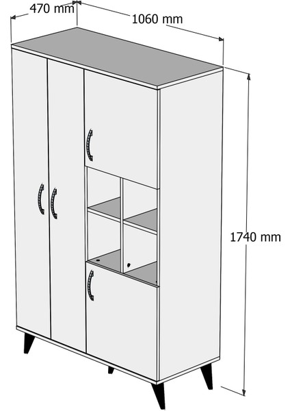 Maxi 4 Kapaklı Askılıklı Raflı Çok Amaçlı Dolap Çam - GRD0102