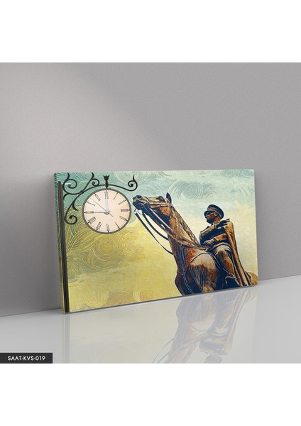 Mustafa Kemal Atatürk Saatli Kanvas - Canvas Tablo