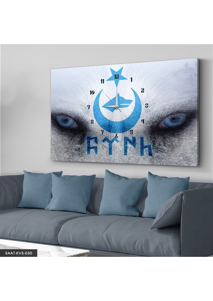 Türk Kurt Saatli Kanvas - Canvas Tablo