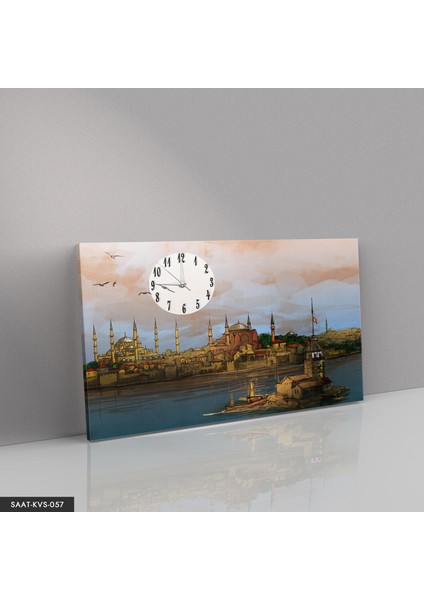 Istanbul Çizim Saatli Kanvas - Canvas Tablo