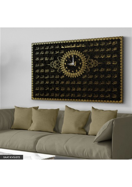 Esmaül Hüsna Saatli Kanvas - Canvas Tablo