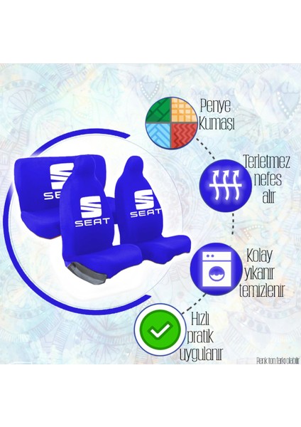Seat Leon Oto Araba Araç Koltuk Kılıfı 4 Parça Set