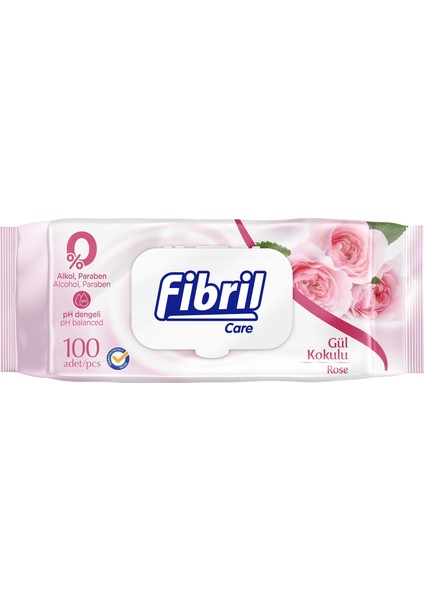 Care Gül Kokulu Islak Mendil 100'LÜ