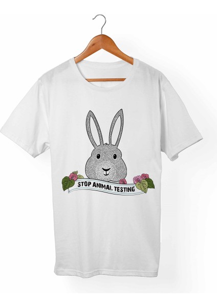 Vegan-Stop Animal Testing Çocuk Beyaz Tişört