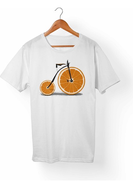 Bisiklet Baskılı Çocuk Beyaz Tişört