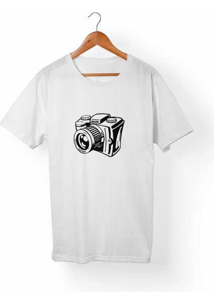 Fotoğraf Makinası Baskılı Çocuk Beyaz Tişört