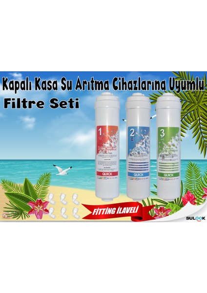 Tüm Kapalı Kasa Su Arıtma Cihazları Filtre Seti 3'lü Inline Set