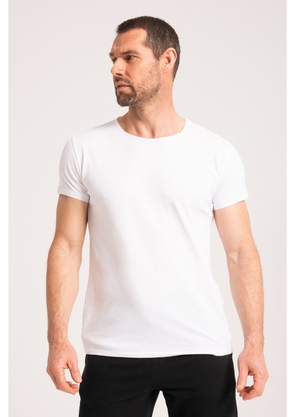 %100 Pamuk Yüksek Kalite Kumaş Erkek Tişört., Rahat Fit Kesim Beyaz Erkek Tshirt