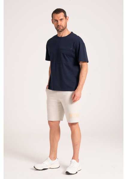 Yuvarlak Yaka Normal Fit Kesim Lacivert Erkek Tişört, Yüksek Kalite %100 Pamuk Kumaş Tshirt