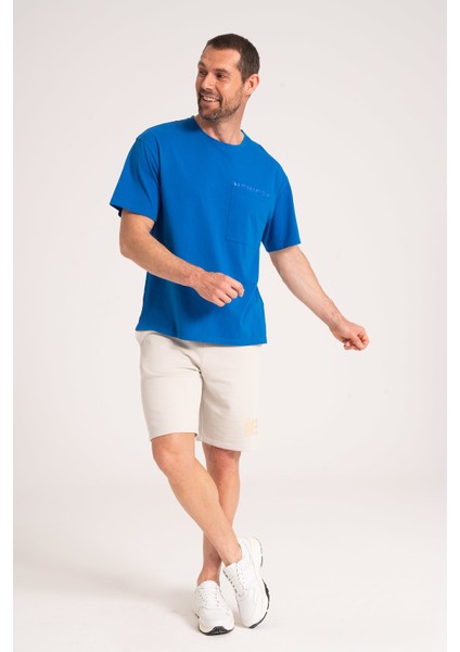 Yuvarlak Yaka Normal Fit Kesim Açık Mavi Erkek Tişört, Yüksek Kalite %100 Pamuk Kumaş Tshirt fiyatları