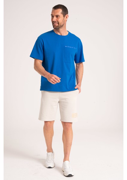 Yuvarlak Yaka Normal Fit Kesim Açık Mavi Erkek Tişört, Yüksek Kalite %100 Pamuk Kumaş Tshirt modelleri