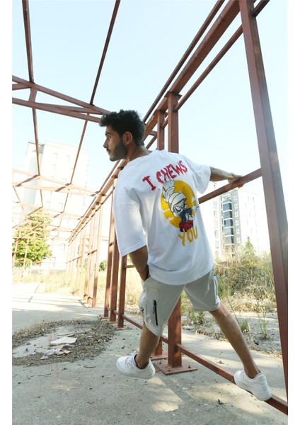Unisex Beyaz Oversize I Chews You T-Shirt fiyatları