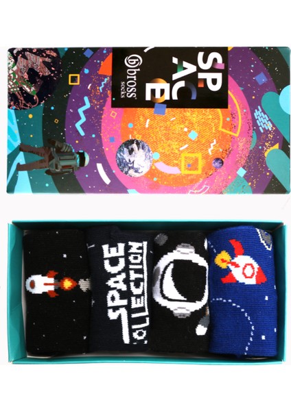 Space Collection Kutulu 4'lü Çocuk Çorabı 2