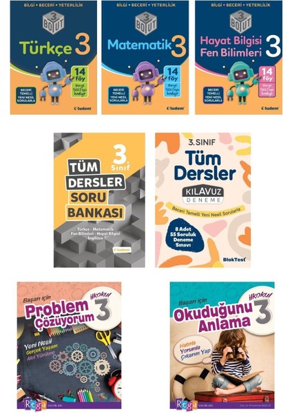 Tudem Yayınları 3. Sınıf Tüm Dersler Konu Anlatımlı +Soru Bankası +Deneme +Okuduğunu Anlama +Problem