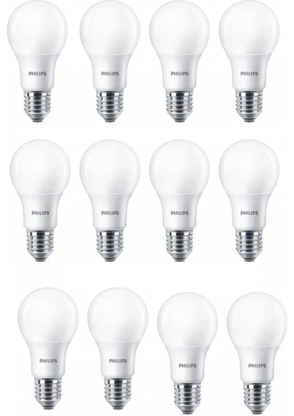 Philips Essential 8 W (60W) Beyaz Işık LED Ampul E27 Normal Duy 806 Lumen (12 Adet)