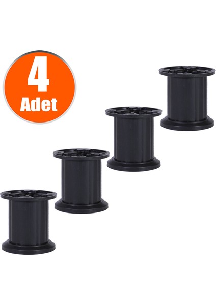 Venüs Ayarlanabilir Dolap Mobilya Tezgah Koltuk Kanepe Puf Tezgah Ayağı Ayakları 8 Cm Siyah 4 Adet