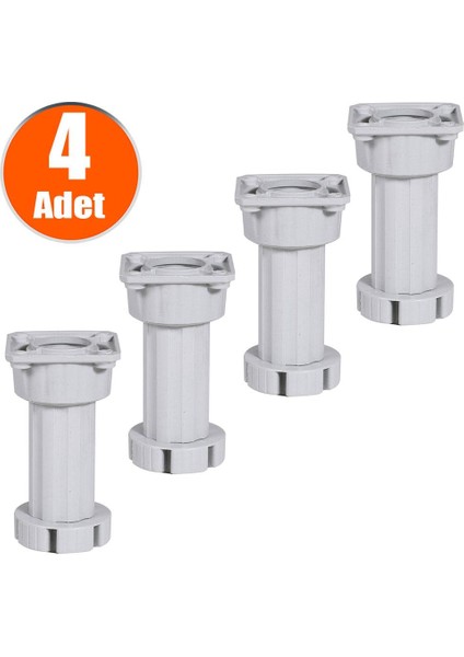 Ayarlanabilir Dolap Mobilya Puf Sehpa Tv Ünitesi Ayağı Gri Ayakları 10 Cm (4 Adet)
