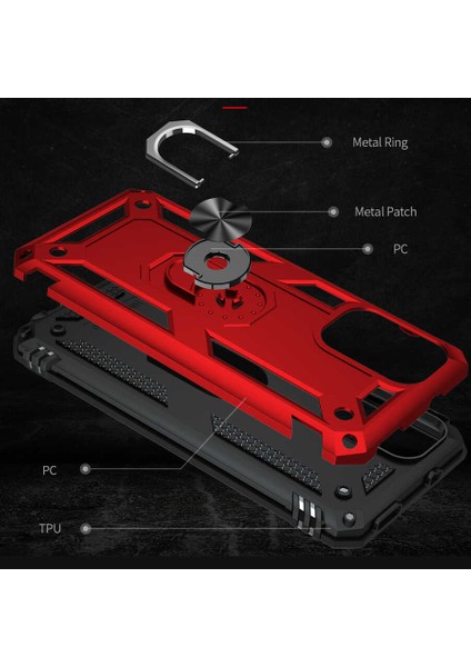 Xiaomi Redmi Note 10 Pro Kılıf Standlı Magnet Mıknatıslı Yüzük Armored Zırhlı Kapak