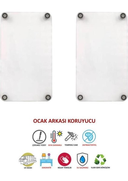 2'li 30 x 52 cm. Düşen Altın Yıldızlar Desenli Cam Ocak Arkası Koruyucusu