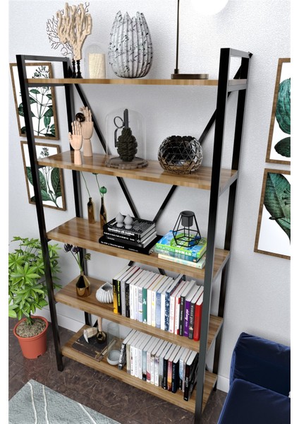 Kapadokya Kitaplık Dekoratif Raf 180X90 cm 5 Raflı